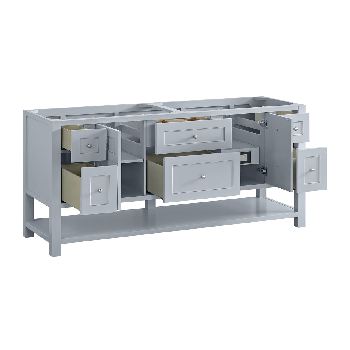 72" Breckenridge Double Vanity, Serenity Blue with Victorian Silver Top