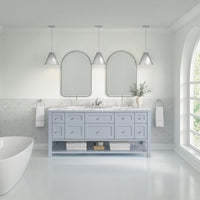 72" Breckenridge Double Vanity, Serenity Blue with Carrara White Marble Top