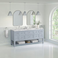 72" Breckenridge Double Vanity, Serenity Blue with Carrara White Marble Top