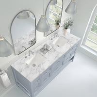 72" Breckenridge Double Vanity, Serenity Blue with Carrara White Marble Top