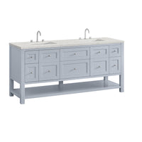 72" Breckenridge Double Vanity, Serenity Blue with Eternal Jasmine Pearl Top