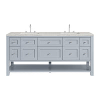 72" Breckenridge Double Vanity, Serenity Blue with Eternal Jasmine Pearl Top