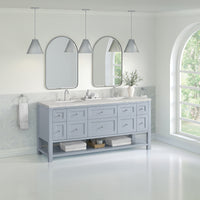 72" Breckenridge Double Vanity, Serenity Blue with Eternal Jasmine Pearl Top
