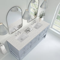 72" Breckenridge Double Vanity, Serenity Blue with Eternal Jasmine Pearl Top