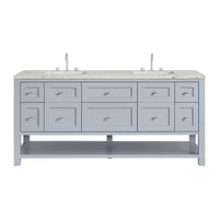 72" Breckenridge Double Vanity, Serenity Blue with Victorian Silver Top