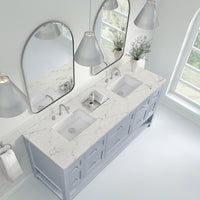 72" Breckenridge Double Vanity, Serenity Blue with Victorian Silver Top