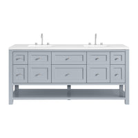 72" Breckenridge Double Vanity, Serenity Blue with White Zeus Top