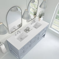 72" Breckenridge Double Vanity, Serenity Blue with White Zeus Top