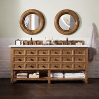72" Malibu Double Bathroom Vanity, Honey Alder with Arctic Fall Solid Surface Top