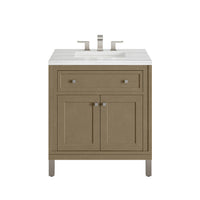 30" Chicago Single Vanity, Walnut Whisper with Arctic Fall Solid Surface Top
