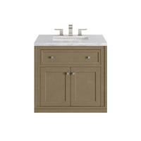 30" Chicago Single Vanity, Walnut Whisper with Arctic Fall Solid Surface Top