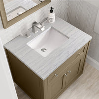 30" Chicago Single Vanity, Walnut Whisper with Arctic Fall Solid Surface Top