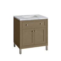 30" Chicago Single Vanity, Walnut Whisper with Carrara White Marble Top