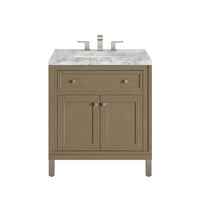 30" Chicago Single Vanity, Walnut Whisper with Carrara White Marble Top