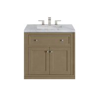 30" Chicago Single Vanity, Walnut Whisper with Carrara White Marble Top