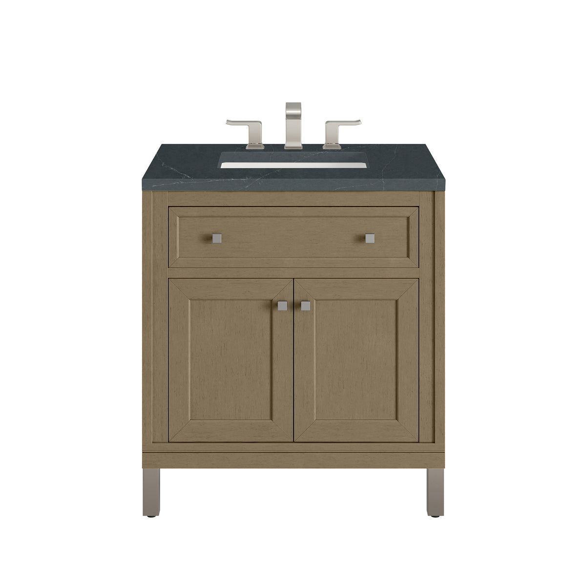 30" Chicago Single Vanity, Walnut Whisper with Charcoal Soapstone Top