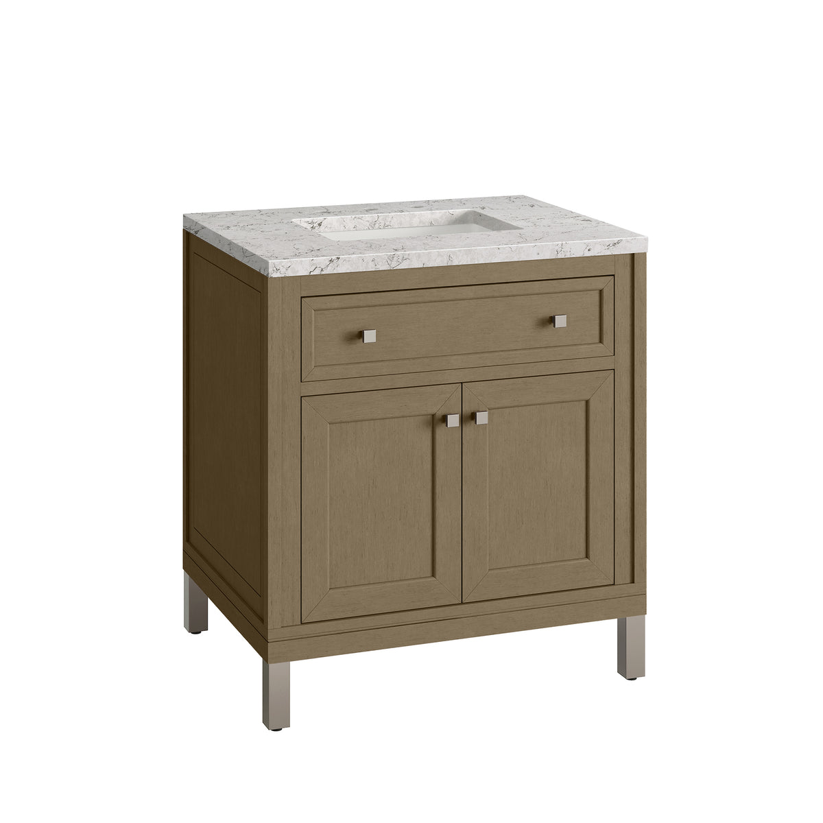 30" Chicago Single Vanity, Walnut Whisper with Eternal Jasmine Pearl Top