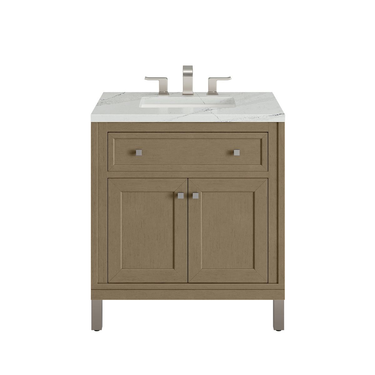 30" Chicago Single Vanity, Walnut Whisper with Ethereal Noctis Top