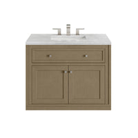 36" Chicago Single Vanity, Walnut Whisper with Arctic Fall Solid Surface Top