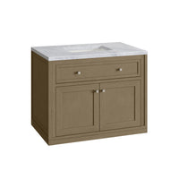 36" Chicago Single Vanity, Walnut Whisper with Carrara White Marble Top