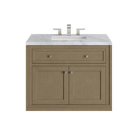 36" Chicago Single Vanity, Walnut Whisper with Carrara White Marble Top