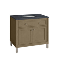 36" Chicago Single Vanity, Walnut Whisper with Charcoal Soapstone Top
