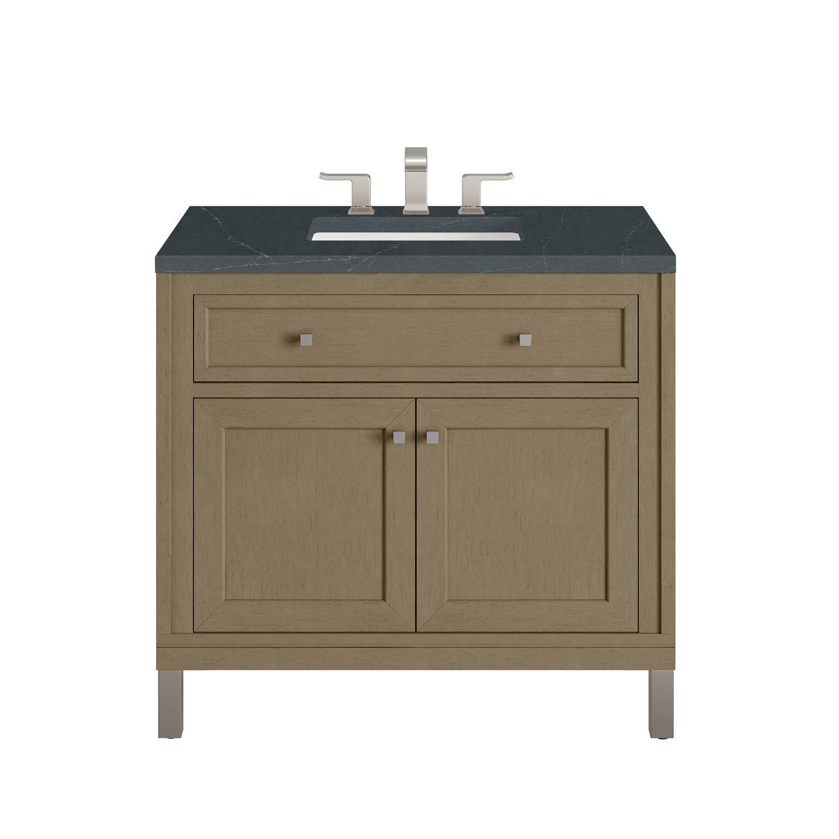 36" Chicago Single Vanity, Walnut Whisper with Charcoal Soapstone Top