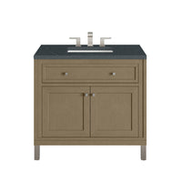 36" Chicago Single Vanity, Walnut Whisper with Charcoal Soapstone Top
