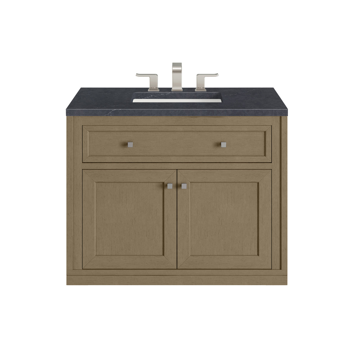 36" Chicago Single Vanity, Walnut Whisper with Charcoal Soapstone Top