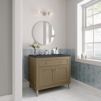 36" Chicago Single Vanity, Walnut Whisper with Charcoal Soapstone Top