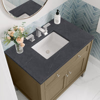 36" Chicago Single Vanity, Walnut Whisper with Charcoal Soapstone Top