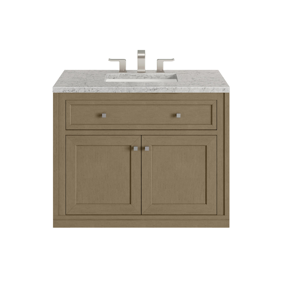 36" Chicago Single Vanity, Walnut Whisper with Eternal Jasmine Pearl Top