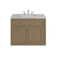 36" Chicago Single Vanity, Walnut Whisper with Eternal Jasmine Pearl Top