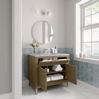 36" Chicago Single Vanity, Walnut Whisper with Eternal Jasmine Pearl Top