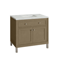 36" Chicago Single Vanity, Walnut Whisper with Ethereal Noctis Top