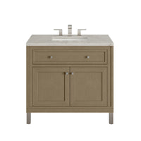 36" Chicago Single Vanity, Walnut Whisper with Victorian Silver