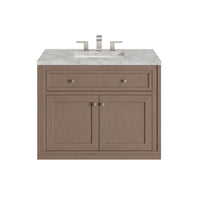36" Chicago Single Vanity, Walnut Whisper with Victorian Silver
