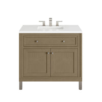36" Chicago Single Vanity, Walnut Whisper with White Zeus Top