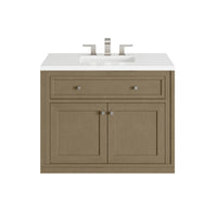 36" Chicago Single Vanity, Walnut Whisper with White Zeus Top