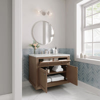 36" Chicago Single Vanity, Walnut Whisper with White Zeus Top