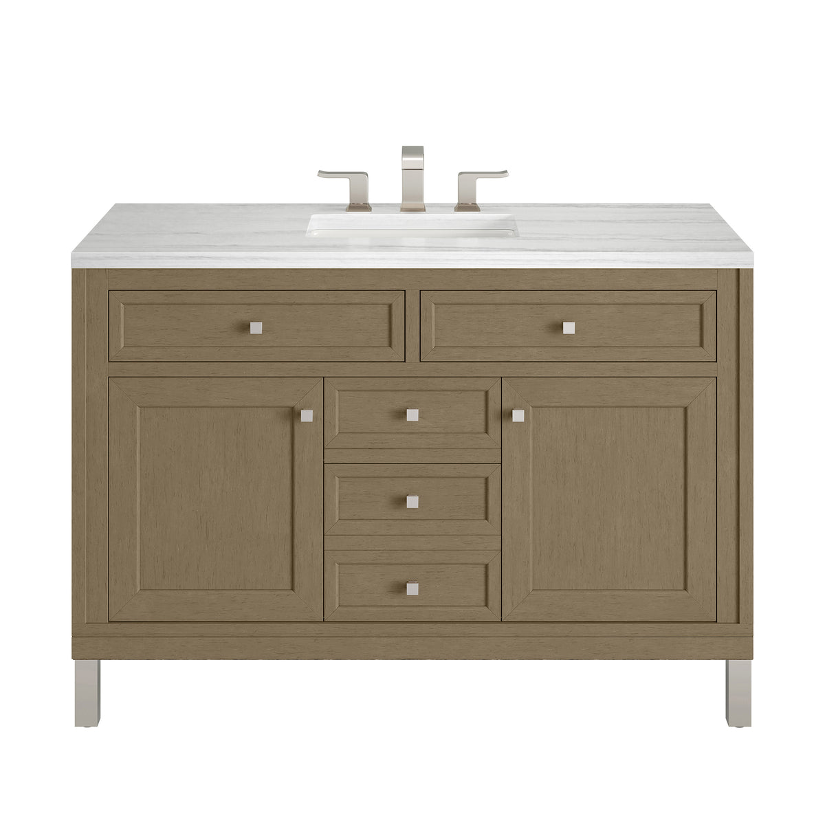 48" Chicago Single Vanity, Walnut Whisper with Arctic Fall Top