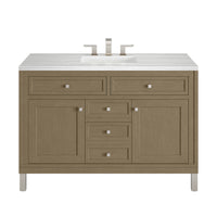 48" Chicago Single Vanity, Walnut Whisper with Arctic Fall Top