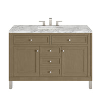 48" Chicago Single Vanity, Walnut Whisper with Carrara White Marble Top