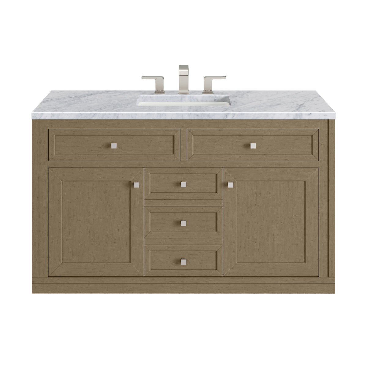 48" Chicago Single Vanity, Walnut Whisper with Carrara White Marble Top