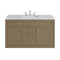 48" Chicago Single Vanity, Walnut Whisper with Carrara White Marble Top