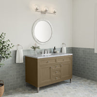 48" Chicago Single Vanity, Walnut Whisper with Carrara White Marble Top