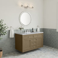 48" Chicago Single Vanity, Walnut Whisper with Carrara White Marble Top