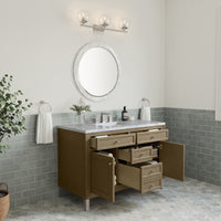 48" Chicago Single Vanity, Walnut Whisper with Carrara White Marble Top