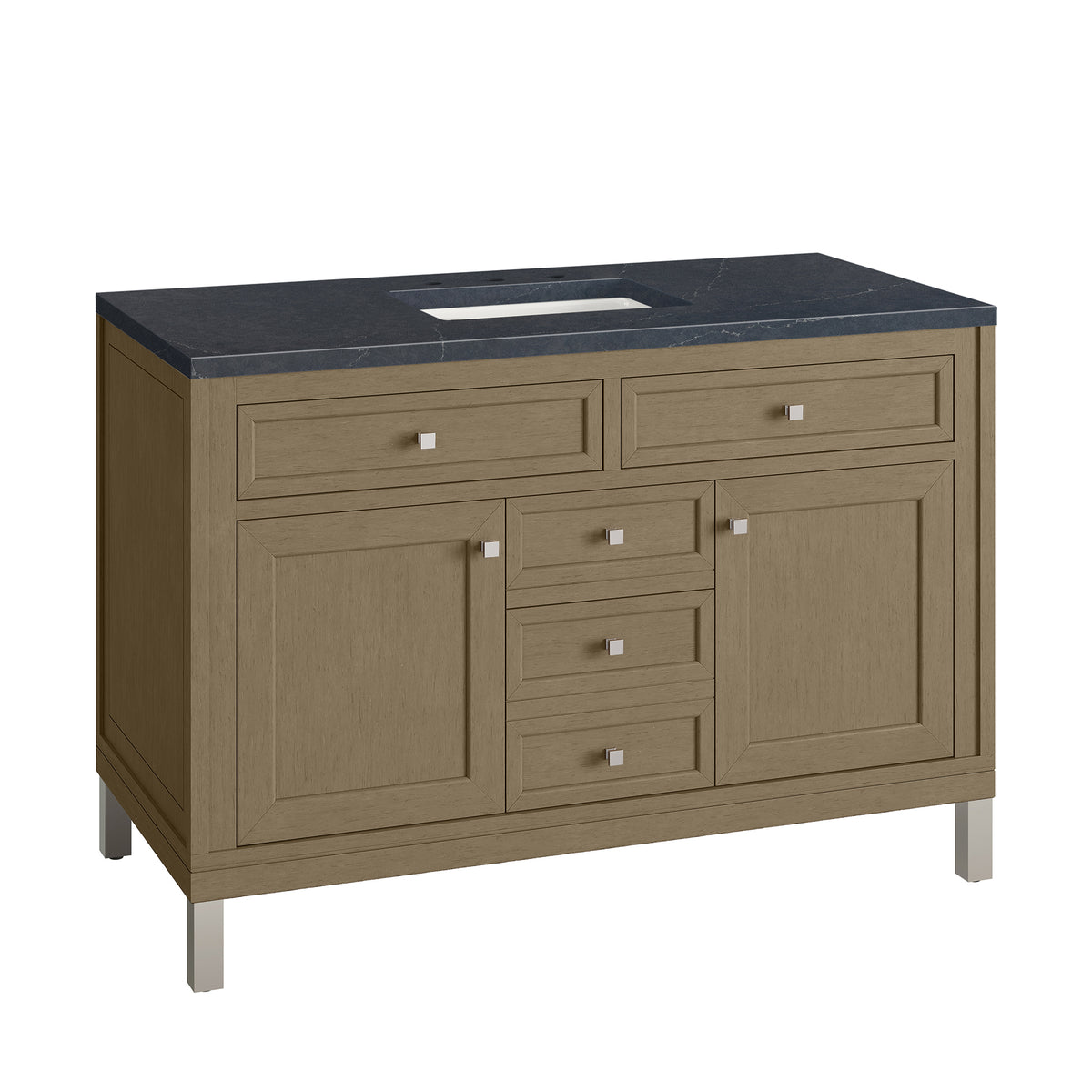 48" Chicago Single Vanity, Walnut Whisper with Charcoal Soapstone Top