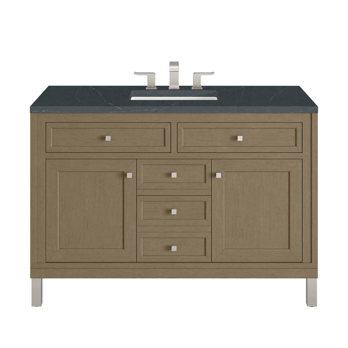 48" Chicago Single Vanity, Walnut Whisper with Charcoal Soapstone Top